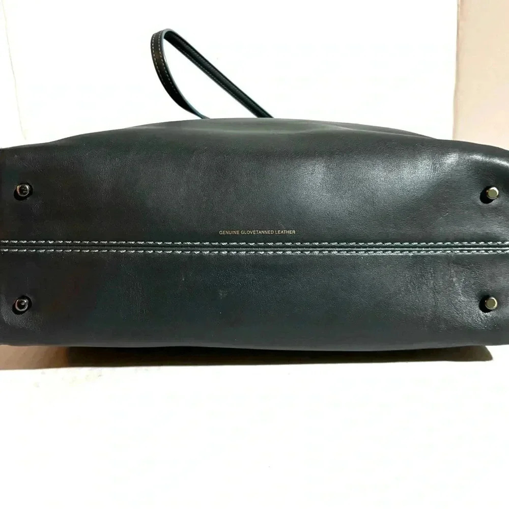 Coach navy blue gray leather shoulder handbag - Picture 12 of 14
